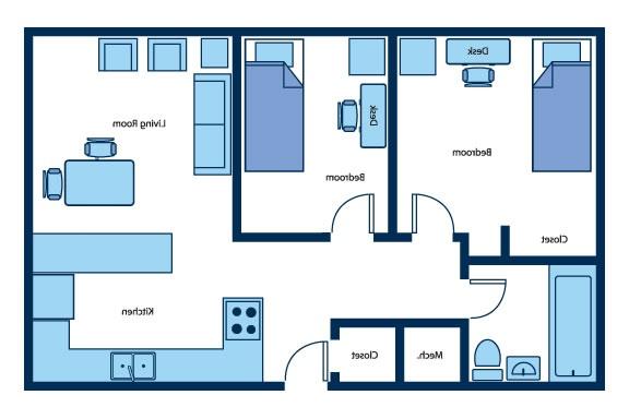 University Apartments 2 Bedroom Floow Plan